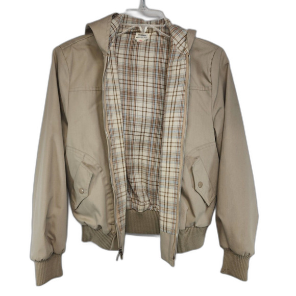 Vintage 70's or 80's Beige Zipper Hooded Bomber Jacket Size 13/14 - Picture 2 of 12